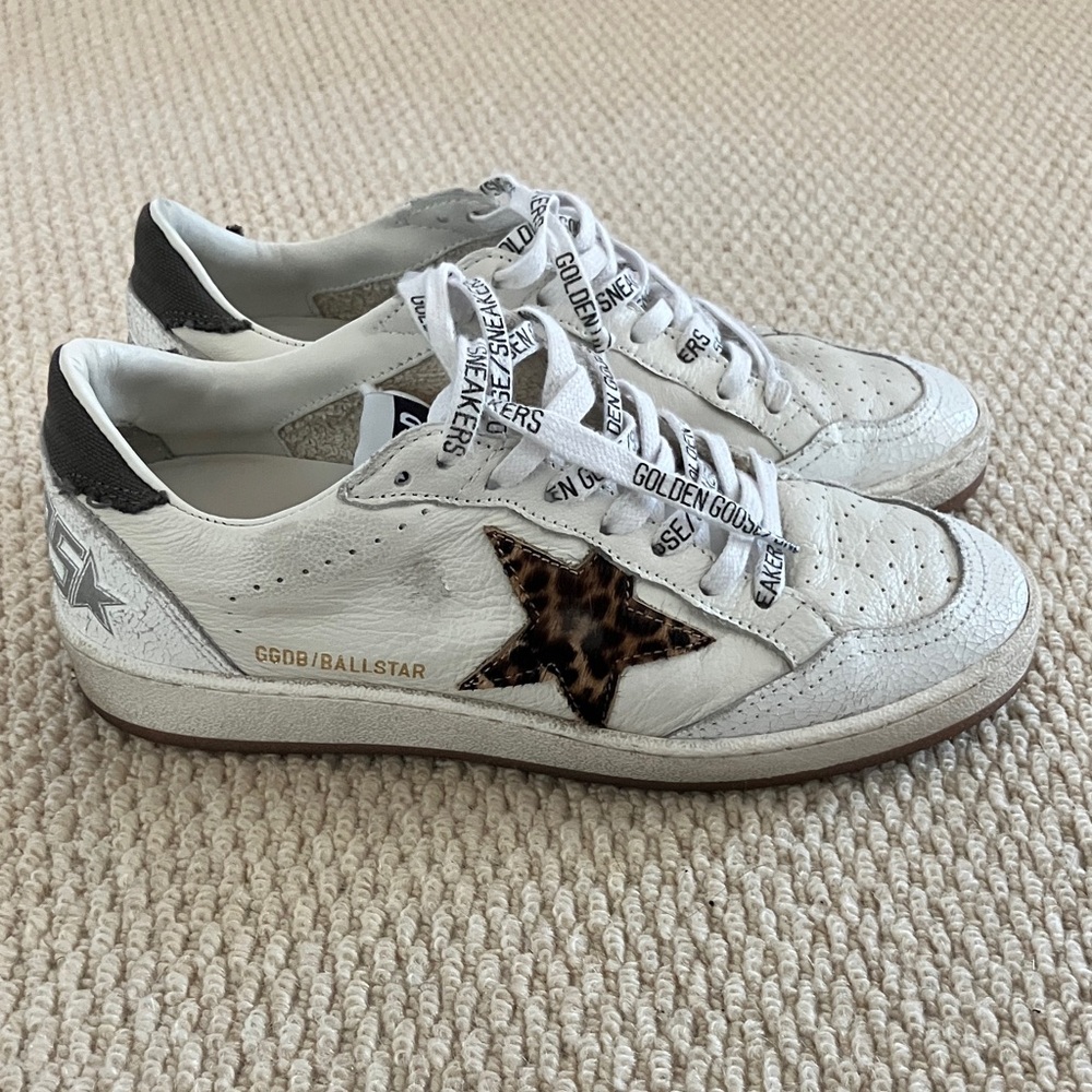 Golden Goose Women's White and Leopard Sneakers